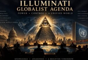 Illuminati Globalist Agenda historical discussion with pyramid symbol and global world concept